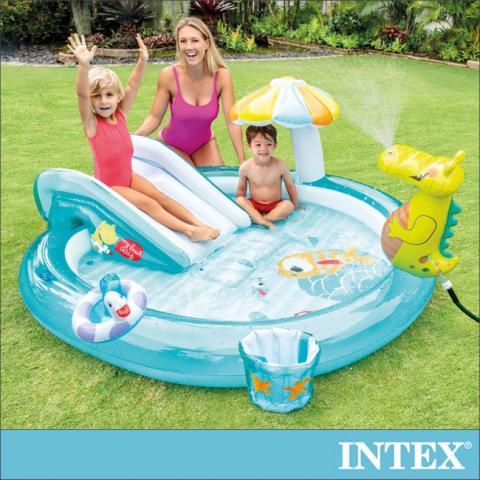 160L【INTEX】鱷魚沙灘戲水池15120151(附多種戲水玩具及充 
