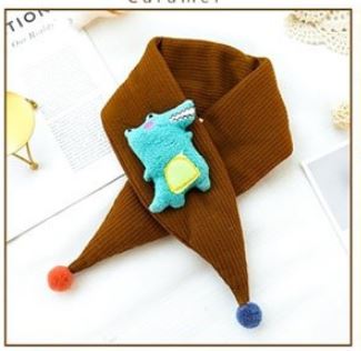 （焦糖)韓國鱷魚立體造型保暖圍脖圍巾(3個月-6歲兒童都適 