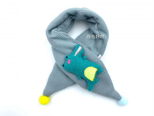 (藍)韓國秋冬最新兒童 鱷魚立體造型保暖圍脖圍巾(3個月-6 