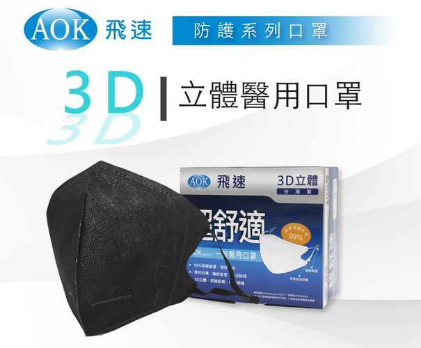 (黑色/XL號/50入)【AOK】成人醫用3D口罩 @防疫醫療醫療口 