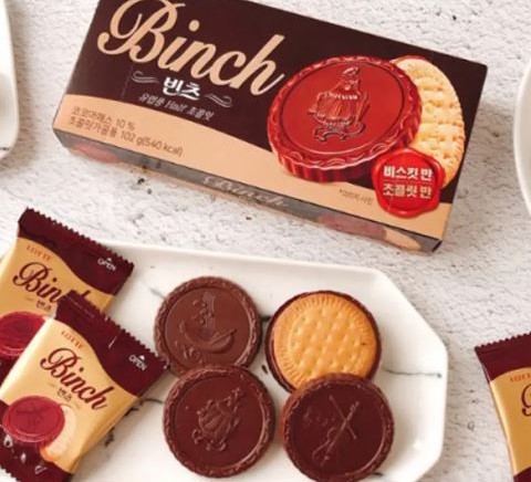 韓國樂天 BINCH巧克力餅乾102g午茶點心首選 @點心零食餅乾 