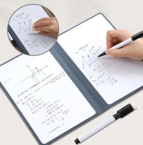 皮質便攜小白板筆記本(約19.8*26.6公分)附8支筆及擦布 限 