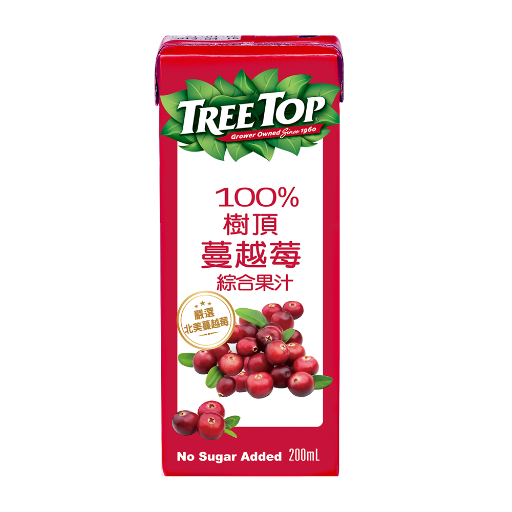 (200ml*6入)【樹頂Treetop】100%嚴選蔓越莓汁鋁箔包.結合 