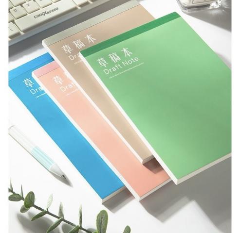 (4本/粉色)馬卡龍加厚空白草稿紙 筆記本 便條紙