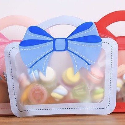(10入)藍色蝴蝶結禮物袋/幼兒園生日禮品袋｜卡通食品袋／ 