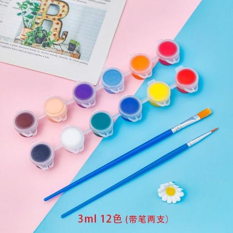 丙烯顏料套裝(12色+附贈2支水彩筆)｜兒童手作｜美術塗鴉｜ 