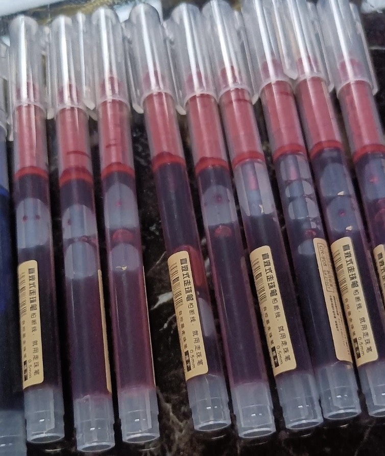 (10支/拉環袋裝)紅色直液中性筆 0.5mm｜老師批改專用紅筆 