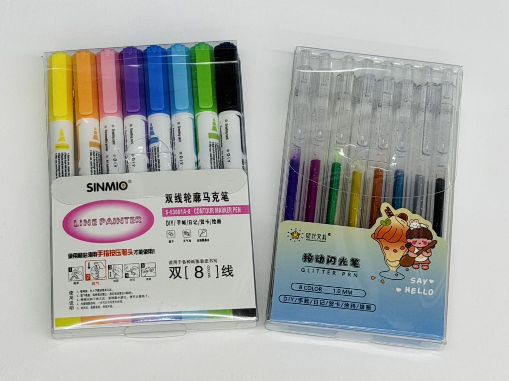 (8色輪廓筆+8色閃光筆)兩盒入
