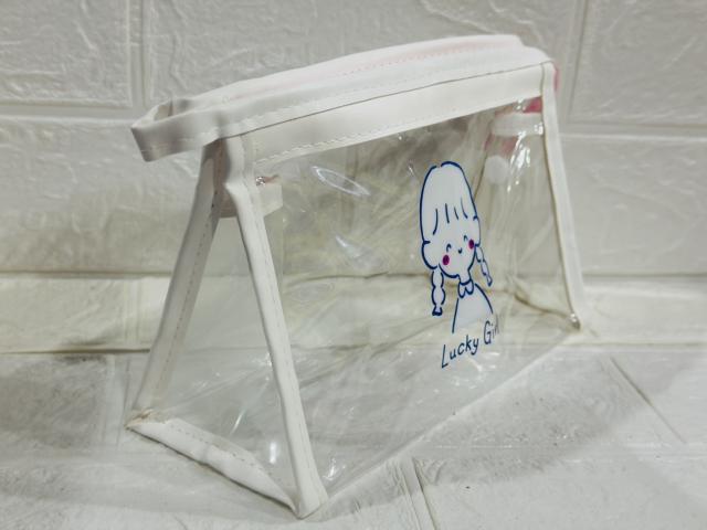 可愛白邊透明筆袋/化妝包